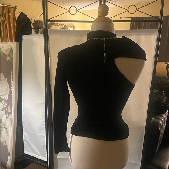 Foreign Exchange One Armed Cut Out Black Sweater - Picture 4 of 6